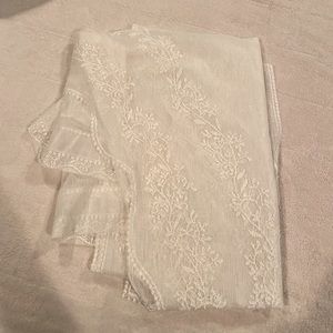 2 piece lace curtains, cottage style for windows, white